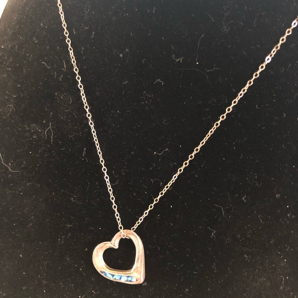 Sterling silver heart with stone inlay